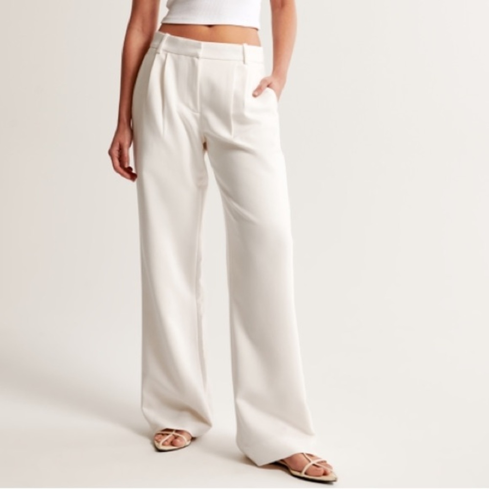 Abercrombie & Fitch Wide Leg Cream Trousers
